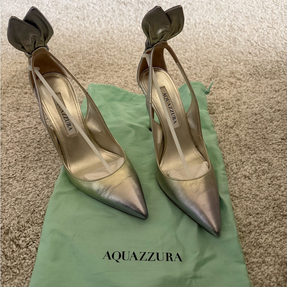 Aquazzura Metallic Silver Heels